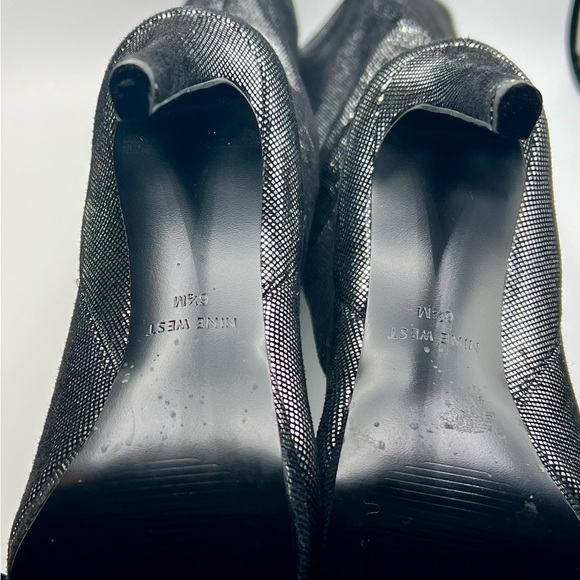 NINE WEST Metallic Silver Women’s 4” Heel 0.5”Platform Boots US 6.5 M - Picture 5 of 9
